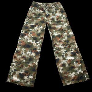 Levis Premium Baggy Camo Cargo Pants SZ 26 Womens Cotton Wide-Leg Military Style